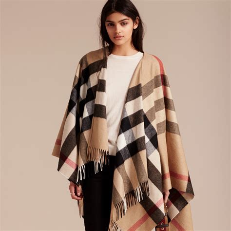 burberry check cashmere and wool poncho|burberry wrap.